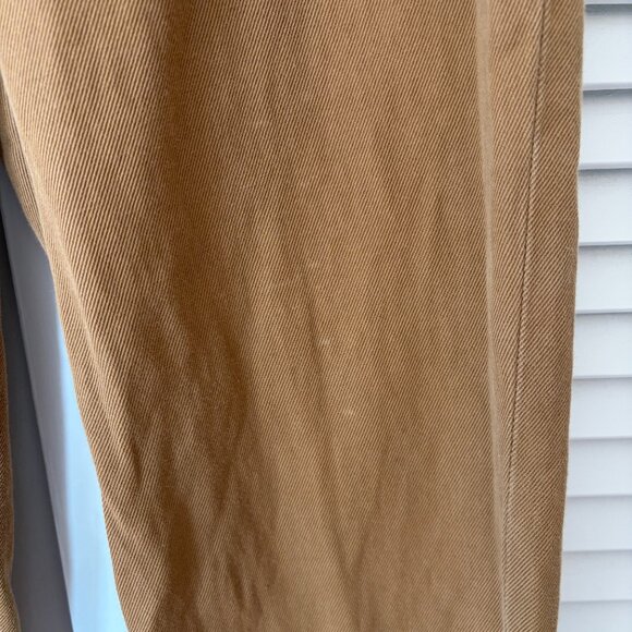 King & Tuckfield men's Tan Tab trousers 29 linen cotton toffee pleated *flaws* - Picture 4 of 13